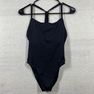 Nike Swim Fastback One Piece Swimsuit Womens Size 10 Black Racerback 3023